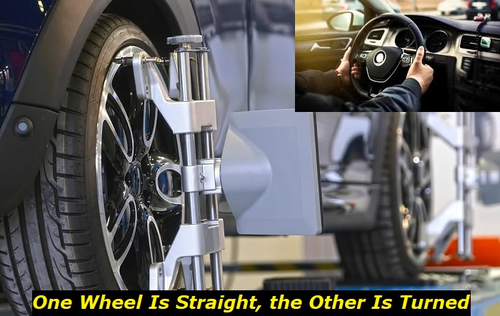 one wheel is straight other turned